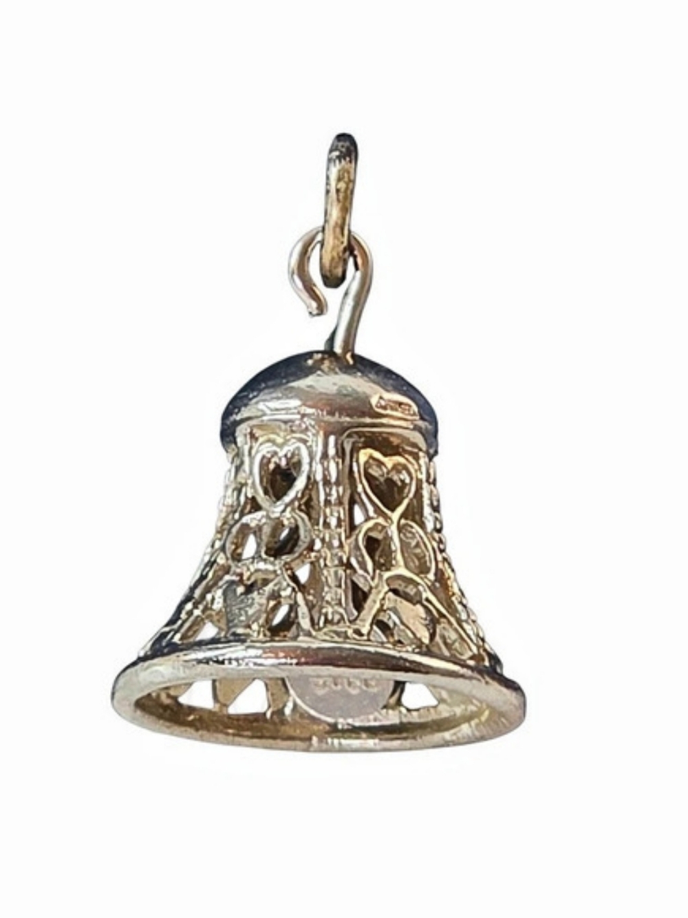 Wells Sterling Silver Filigree Heart Bell Charm